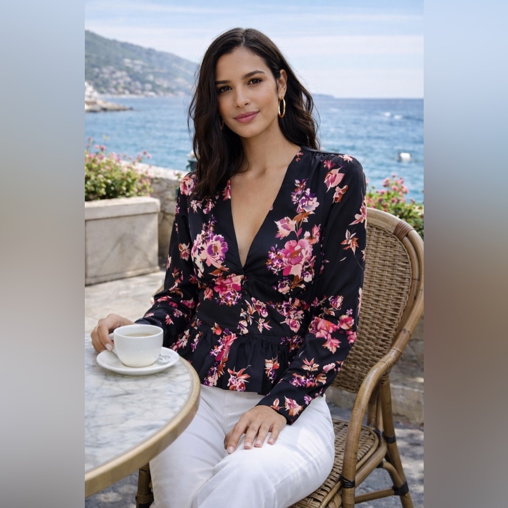 WAYF peplum floral blouse